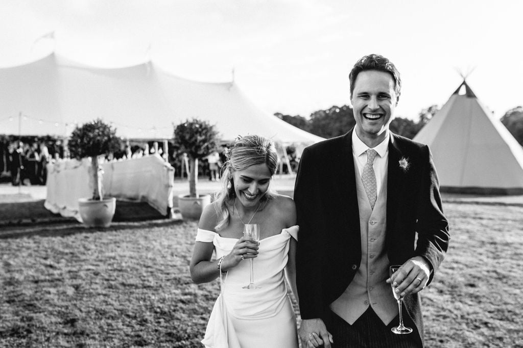 Lottie & Lanto's stunning PapaKåta Tipi & Sperry Tent Wedding in Shipley, West Sussex. Photography by Ben Wigglesworth; Outdoor Wedding