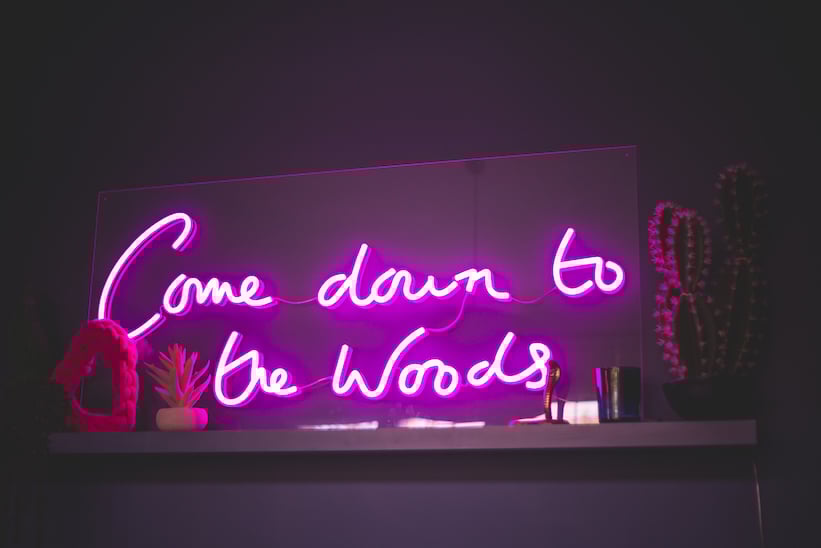 PapaKåta Tipi for Katie Woods "Come Down to the Woods" NO HOUSE RULES Party by Matt McCormick Photography; Come Down to The Woods Neon Sign