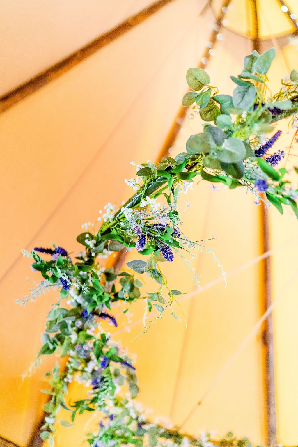 Laura & James Gorgeous PapaKåta Tipi Wedding in Yorkshire, Photographed by Joe Dodsworth Photography; Beautiful Rustic-Luxe Floral Hoop