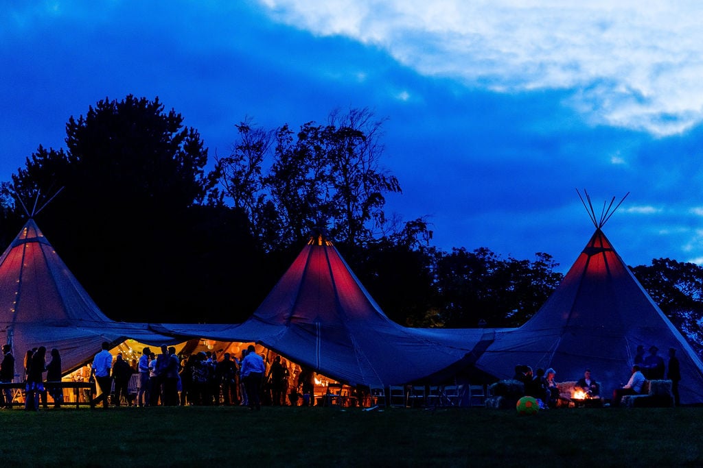 Laura & James Gorgeous PapaKåta Tipi Wedding in Yorkshire, Photographed by Joe Dodsworth Photography; Beautiful Tipis at Night