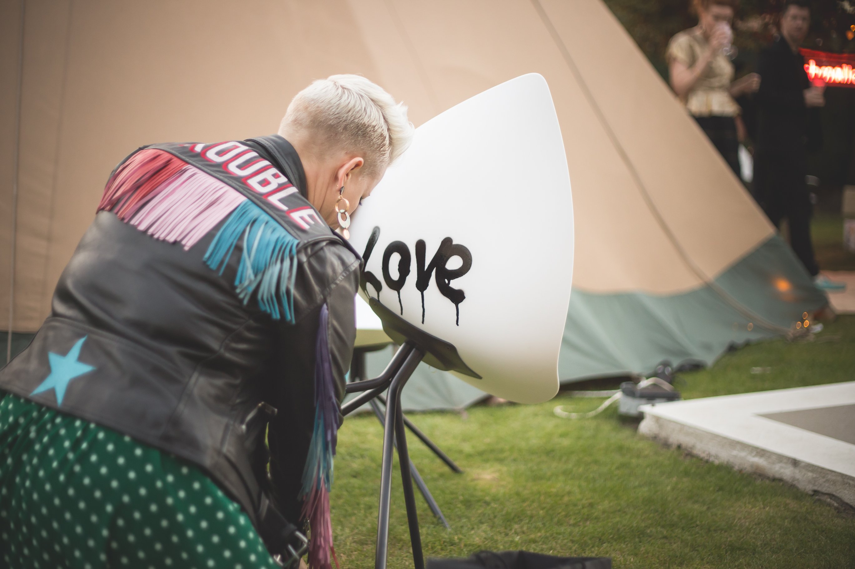 PapaKåta Tipi for Katie Woods "Come Down to the Woods" NO HOUSE RULES Party by Matt McCormick Photography; Spray Painting