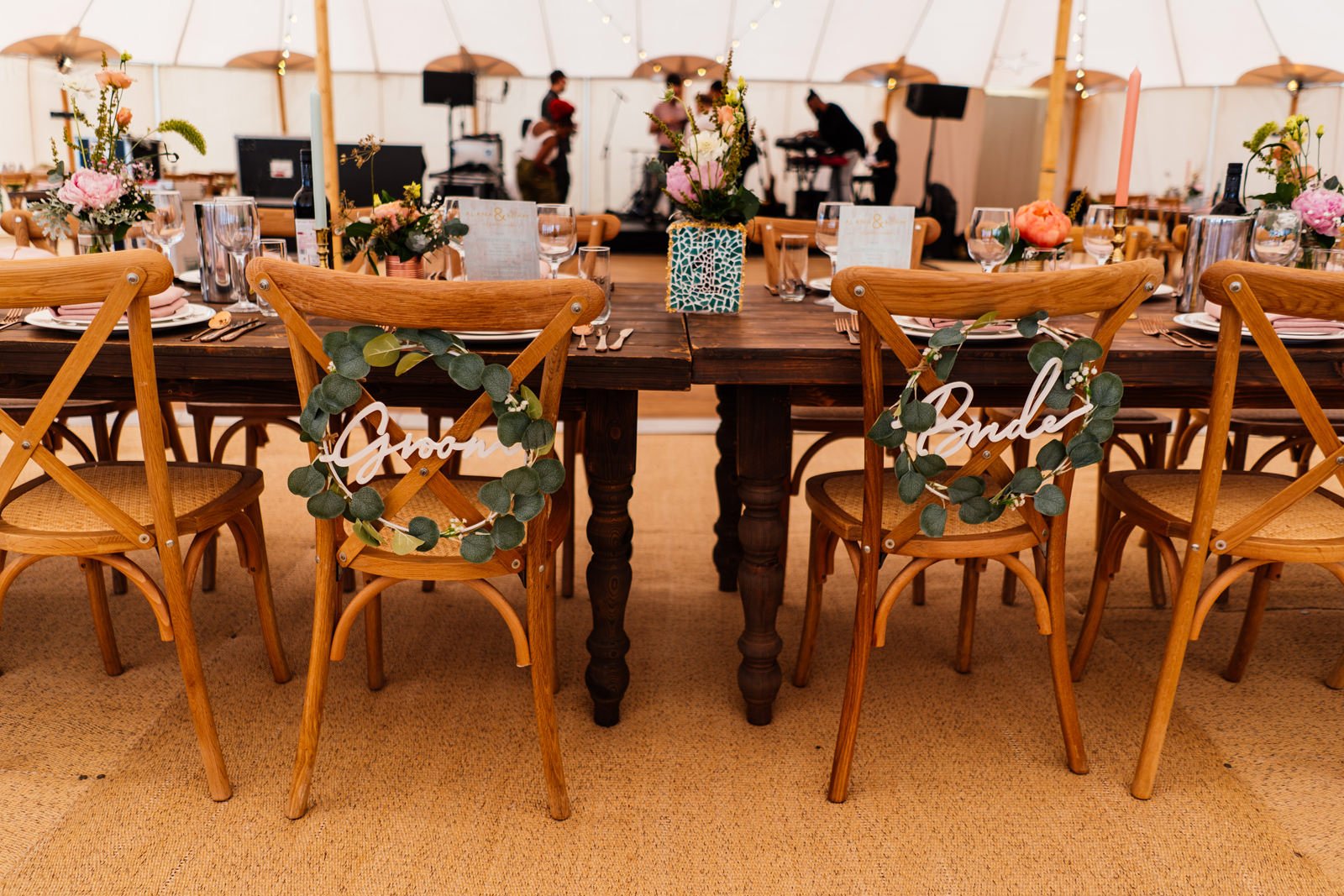 Alana & Adam Stunning PapaKåta Sperry Tent Wedding in Huntingdon, Cambridgeshire. Photography by Aaron Collett; Bride & Groom Cross Back Chairs