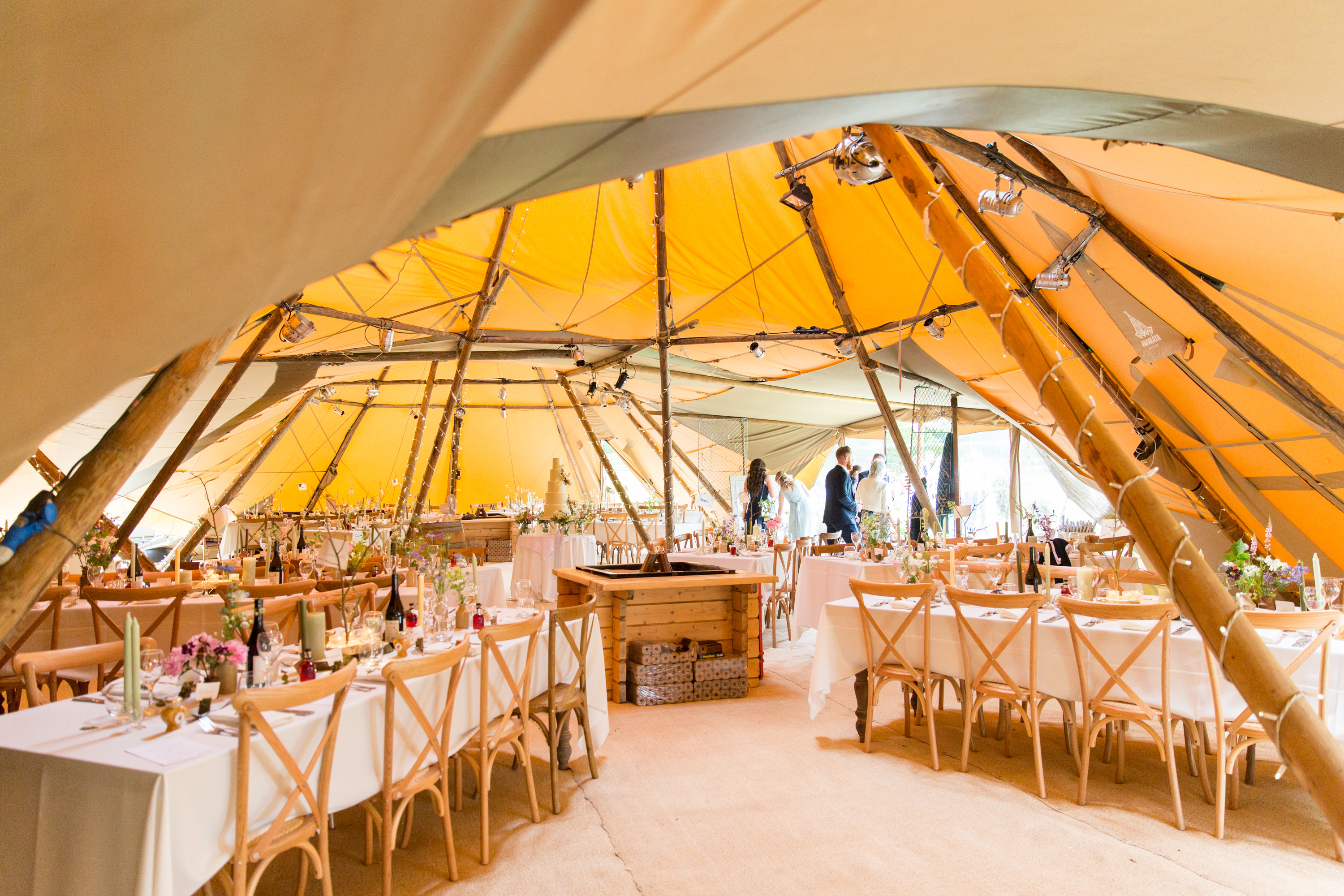 Jess & Rob's stunning PapaKåta Tipi Tent Wedding in Ilkley, West Yorkshire. Photography by Helen Warner; Tipi Interior