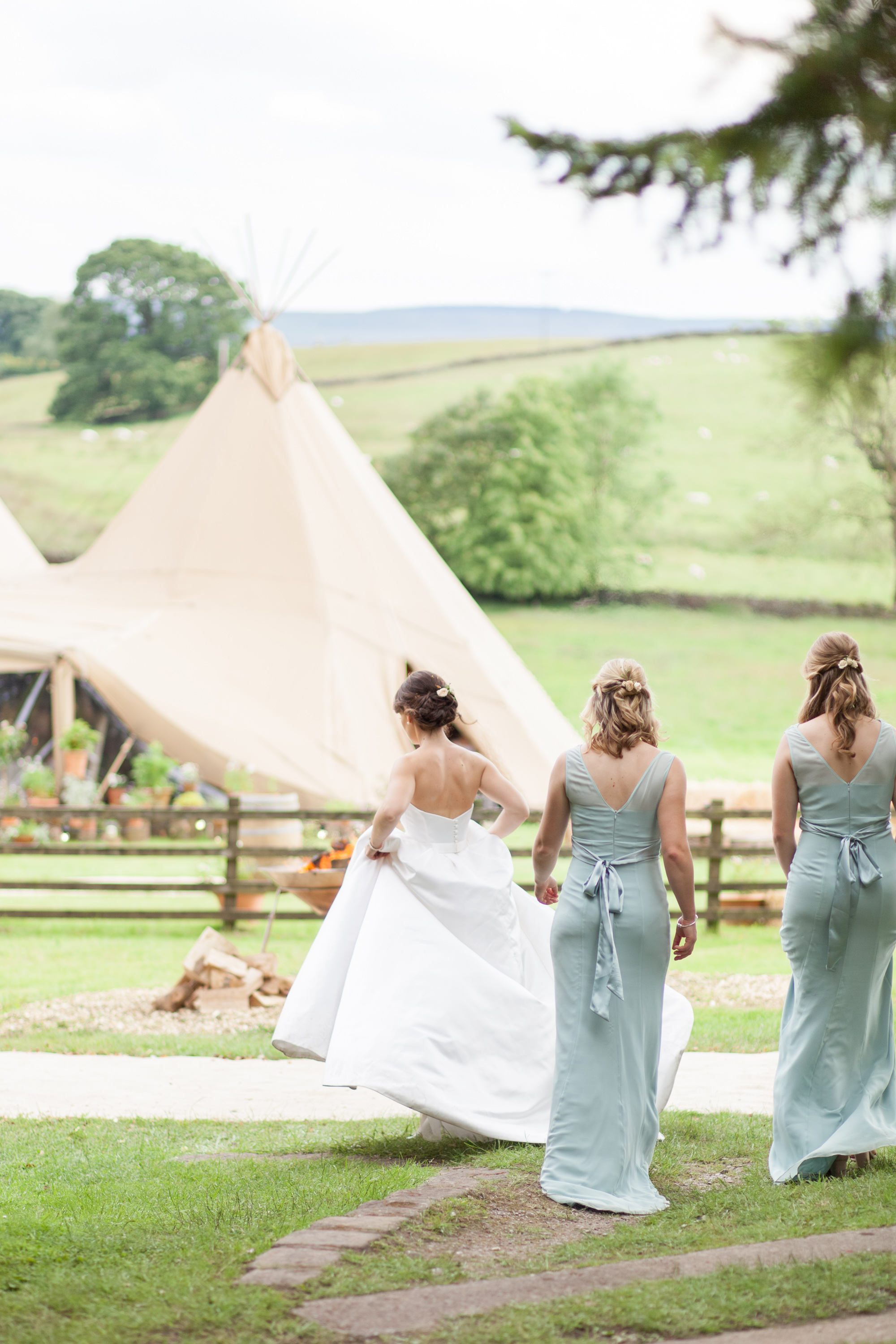 Jess & Rob's stunning PapaKåta Tipi Tent Wedding in Ilkley, West Yorkshire. Photography by Helen Warner; Beautiful Bridesmaids Dresses