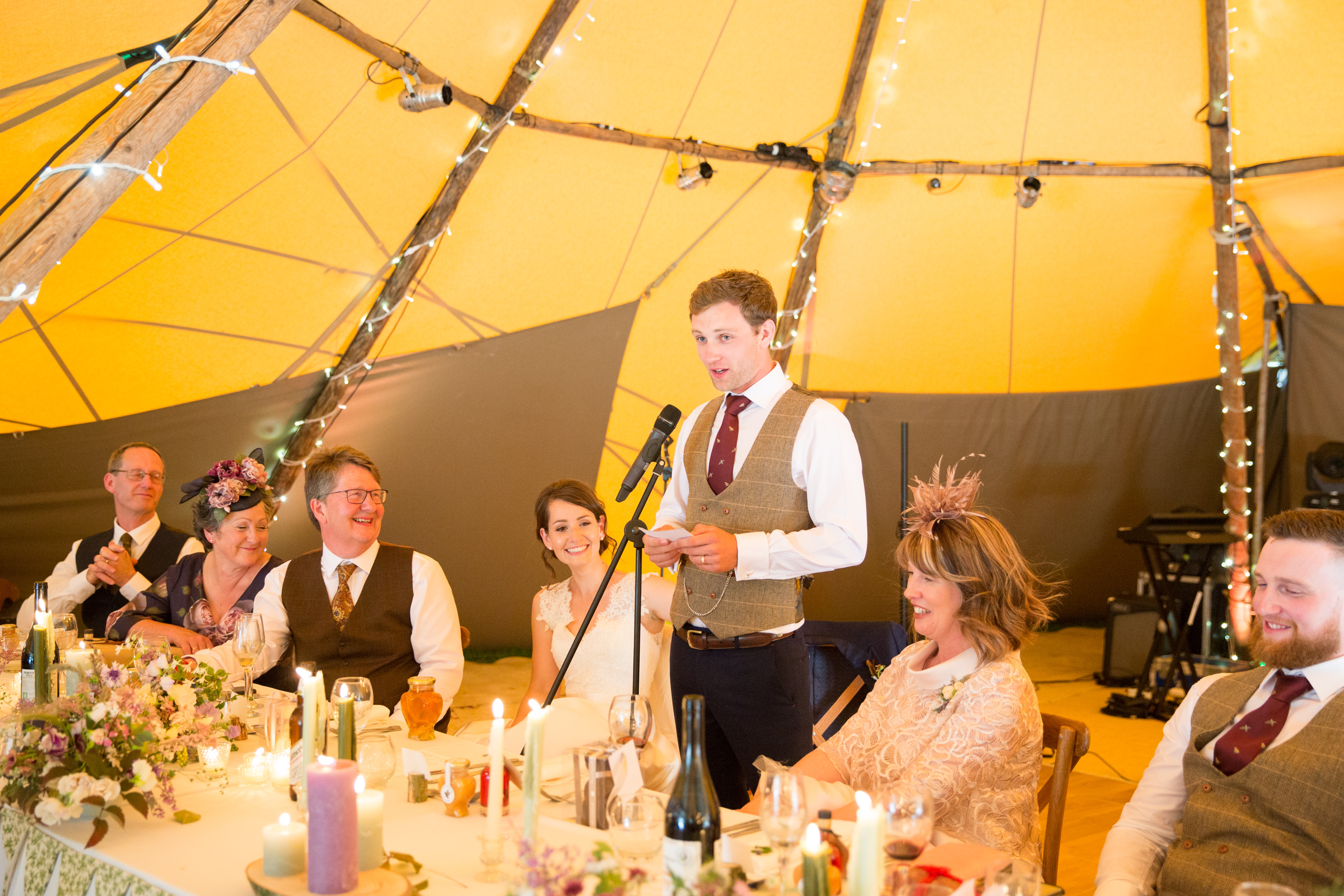 Jess & Rob's stunning PapaKåta Tipi Tent Wedding in Ilkley, West Yorkshire. Photography by Helen Warner; Speeches