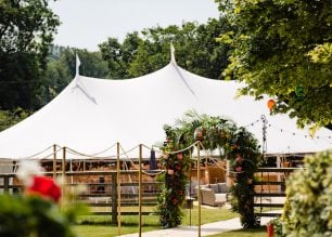 Sophie & Elliot Stunning PapaKåta Sperry Tent Wedding in Oldbury Village, Shropshire. Photographed by Andy Li Photography; Beautiful Sperry Tent Entrance