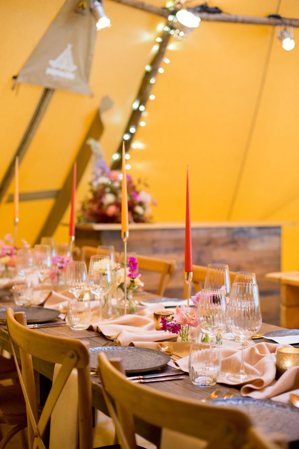 PapaKåta Autumn Open Weekend 2019 Tipi Tent, Photographed by Helen Warner Photography; Table Set Up