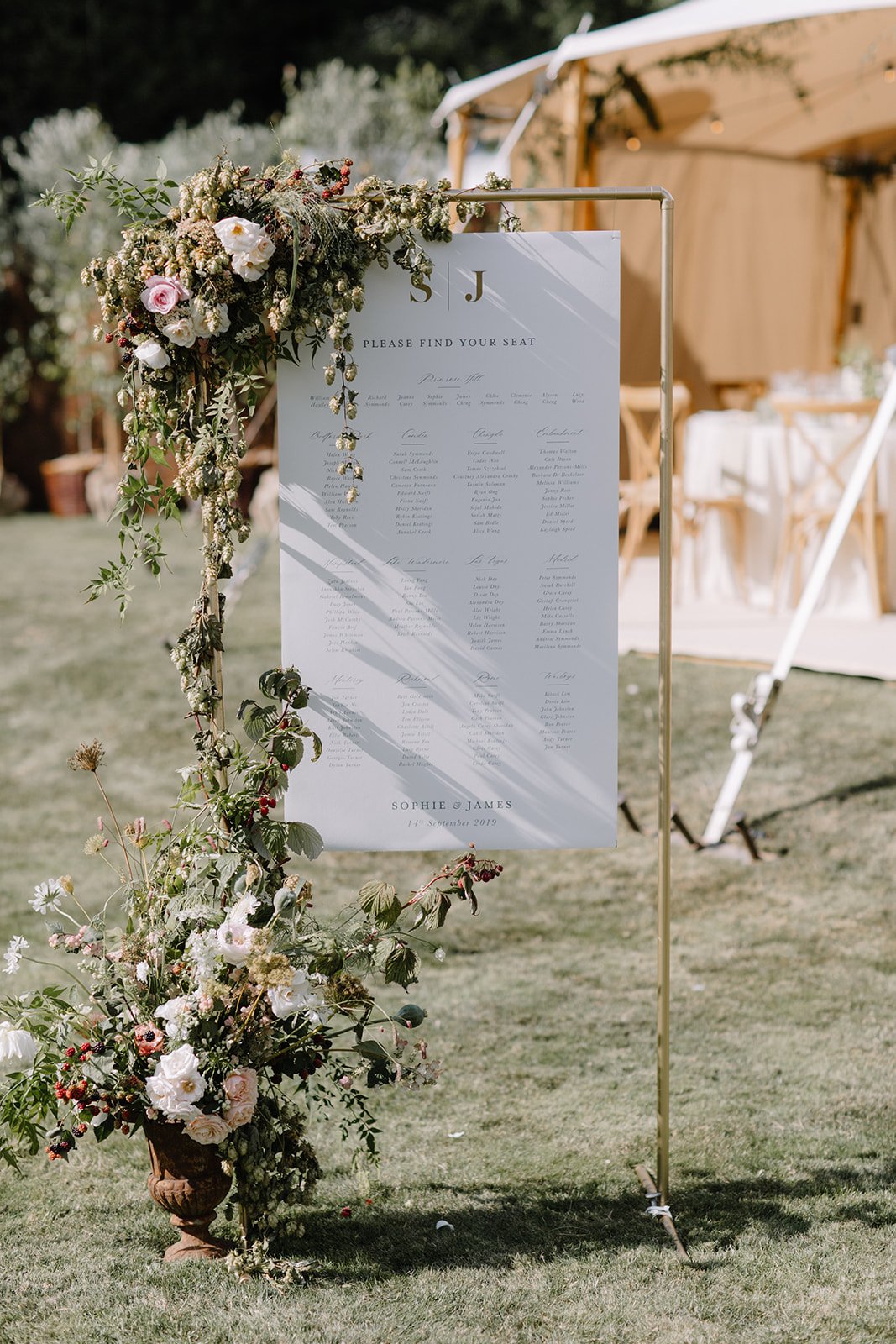 Sophie & James Gorgeous PapaKåta Sperry Tent Wedding in Cambridgeshire, Photographed by Beccy Goddard Photography; Beatiful Table Plan