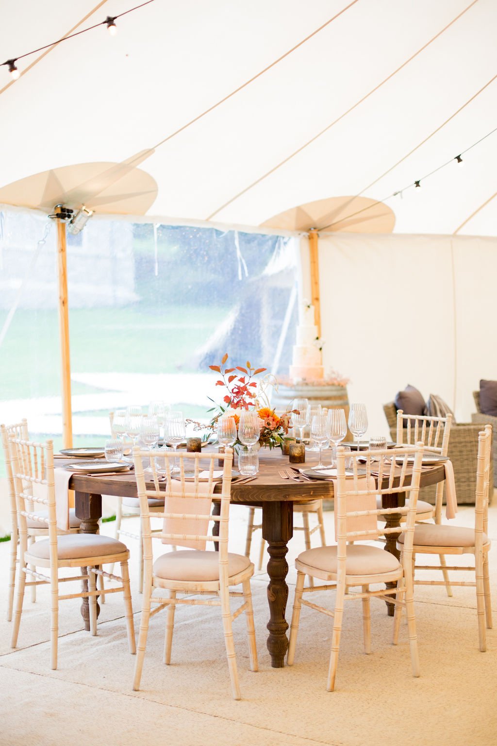 PapaKåta Autumn Open Weekend 2019 Sperry Tent, Photographed by Helen Warner Photography; Round Farmhouse Table with Camelot Chairs