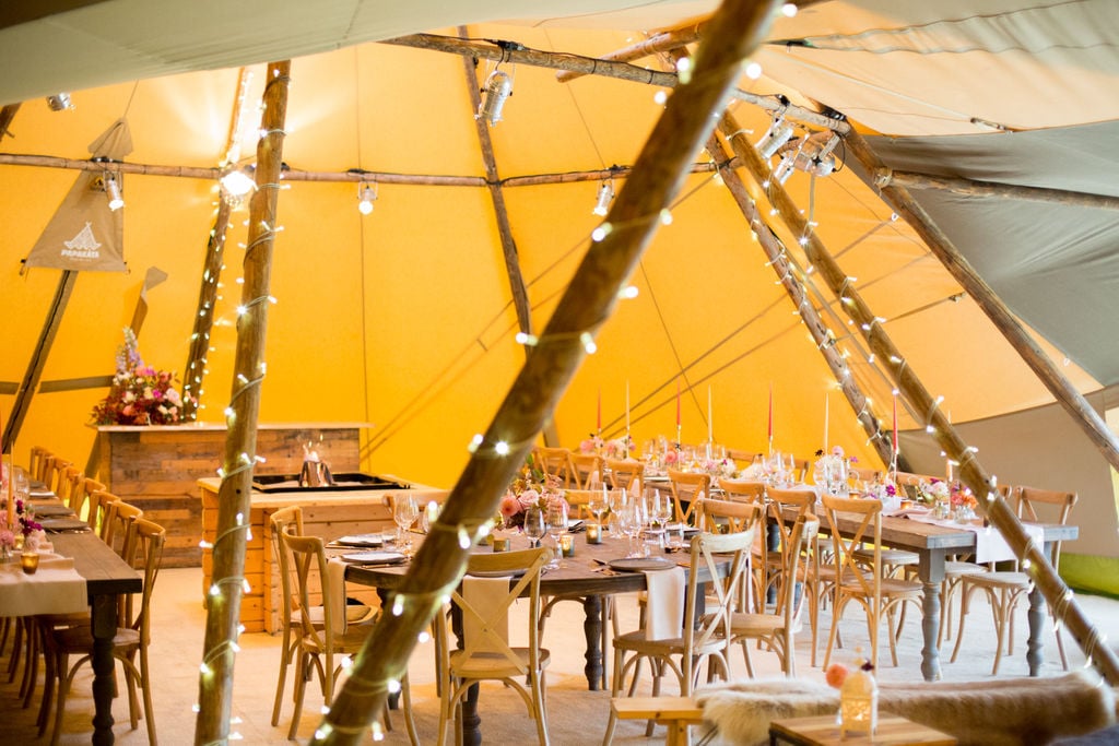 PapaKåta Autumn Open Weekend 2019 Tipi Tent, Photographed by Helen Warner Photography; Fairy Lights