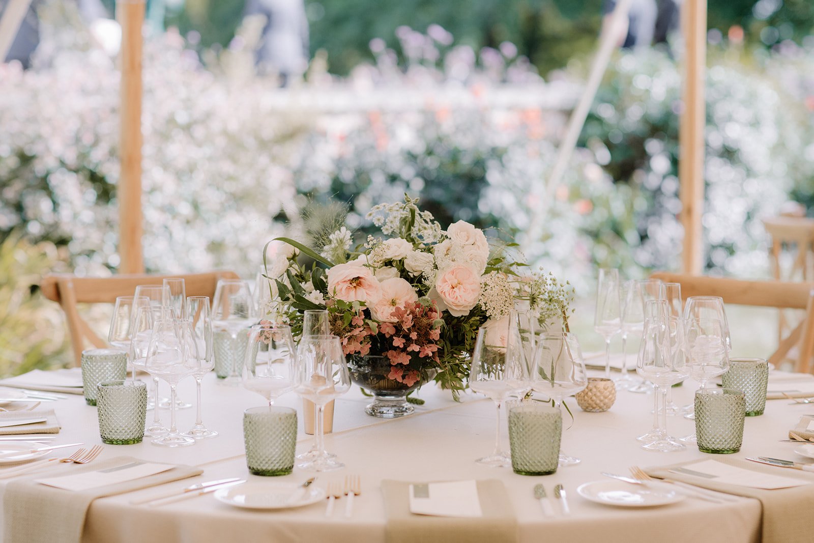 Sophie & James Gorgeous PapaKåta Sperry Tent Wedding in Cambridgeshire, Photographed by Beccy Goddard Photography; Table Details
