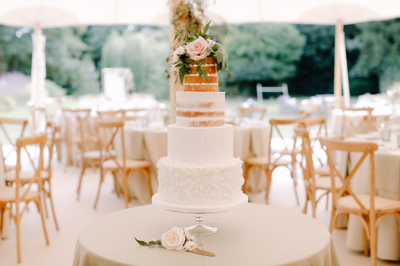 Sophie & James Gorgeous PapaKåta Sperry Tent Wedding in Cambridgeshire, Photographed by Beccy Goddard Photography; Wedding Cake