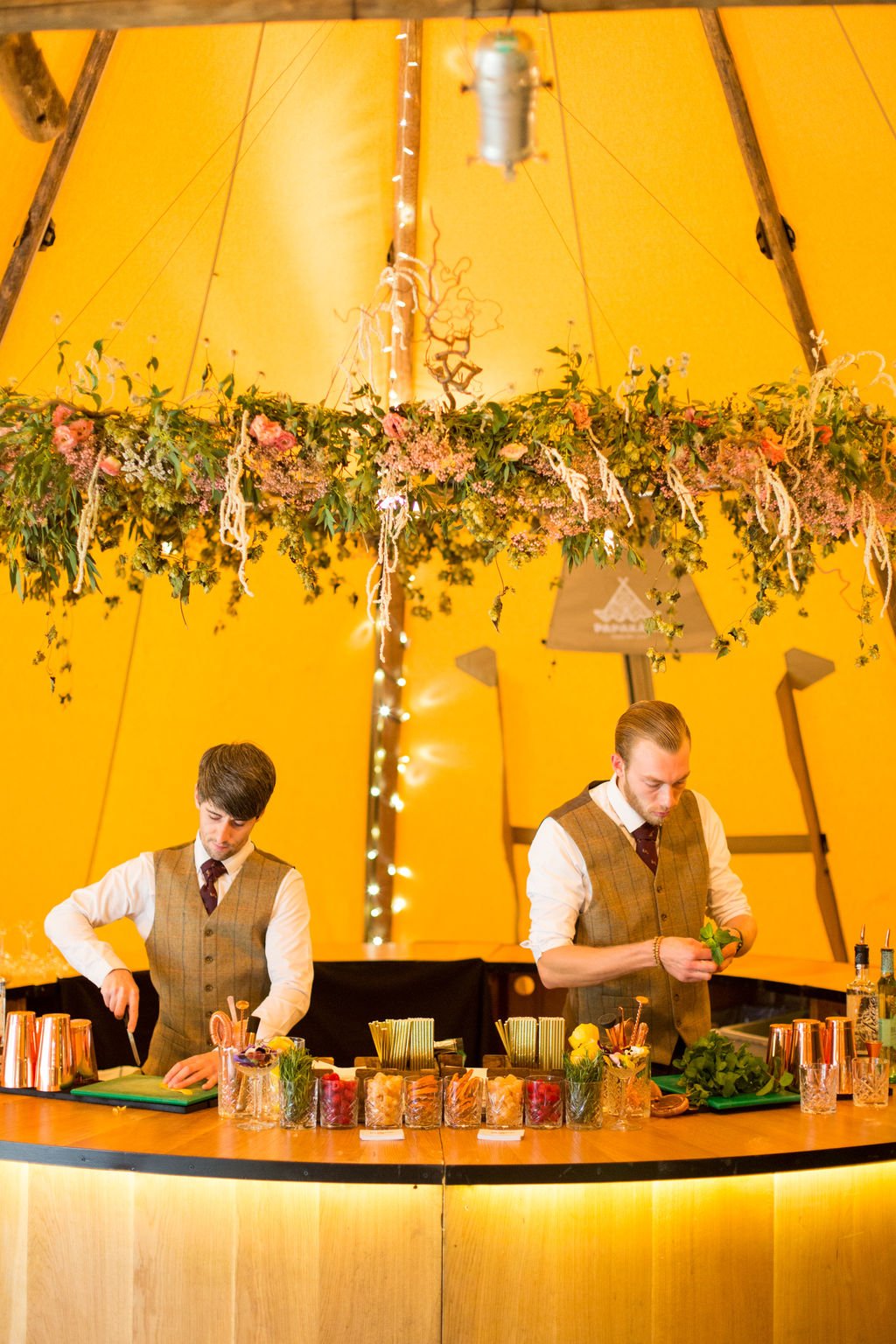 PapaKåta Autumn Open Weekend 2019 Tipi Tent, Photographed by Helen Warner Photography; Cocktails in Preparation
