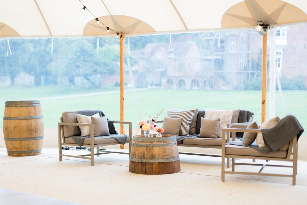 PapaKåta Autumn Open Weekend 2019 Sperry Tent, Photographed by Helen Warner Photography; Hamptons Style Sofa Set with Half Barrel Low Table