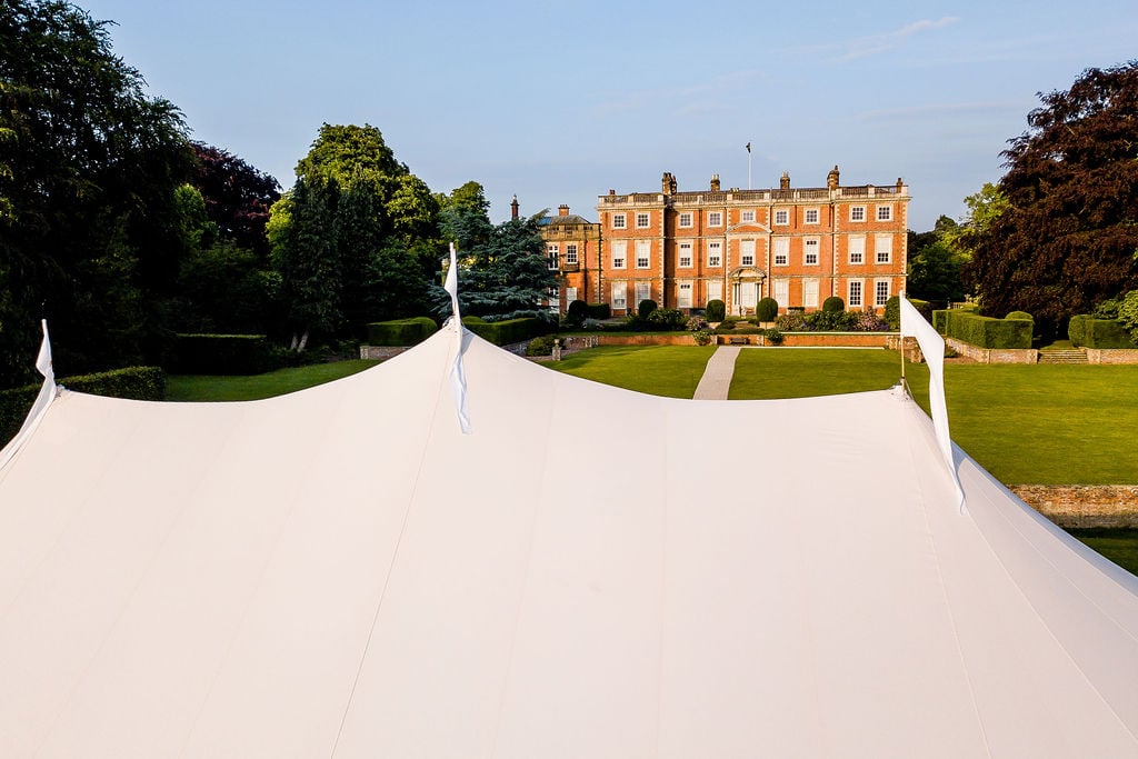 Fi & James PapaKåta Sperry Tent Wedding at Newby Hall in Yorkshire. Photographed by Joe Dodsworth Photography; Sperry Flags