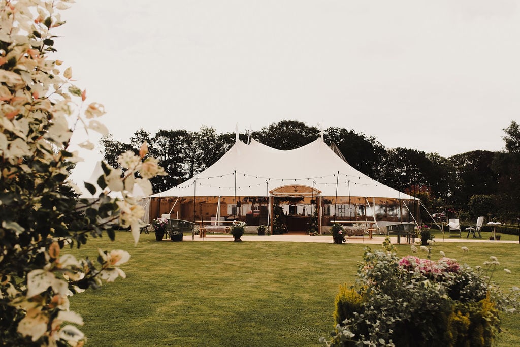 Ruth & Alex PapaKåta Sperry Tent Wedding in Angus, Scotland. Photographed by Anna Urban Photography; Beautiful Sperry Tent Exterior