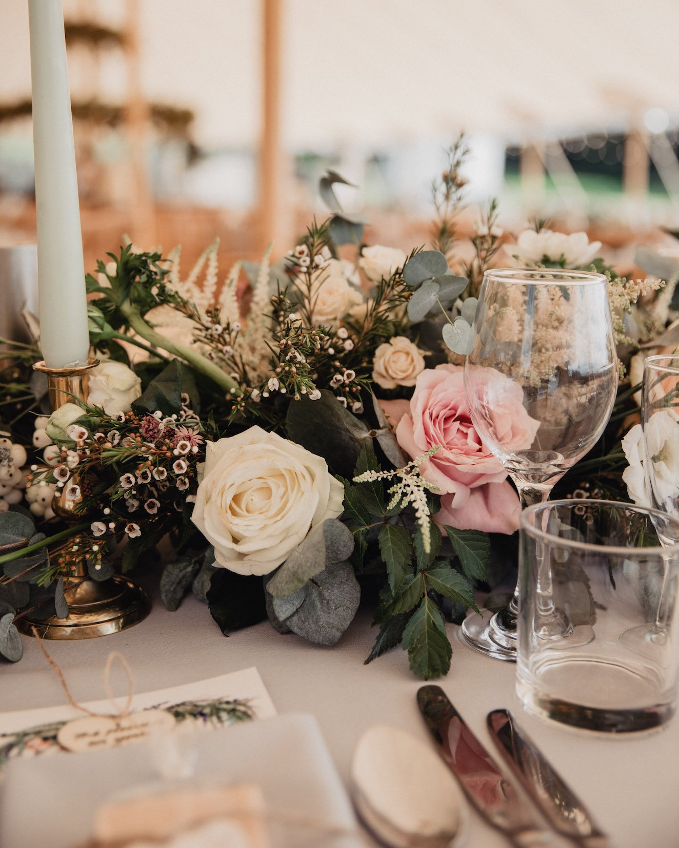 Isabel & Ope Stunning PapaKåta Sperry Tent Wedding at Buckhurst Park, Withyham. Photography by Ben & Kadin; Gorgeous Table Details