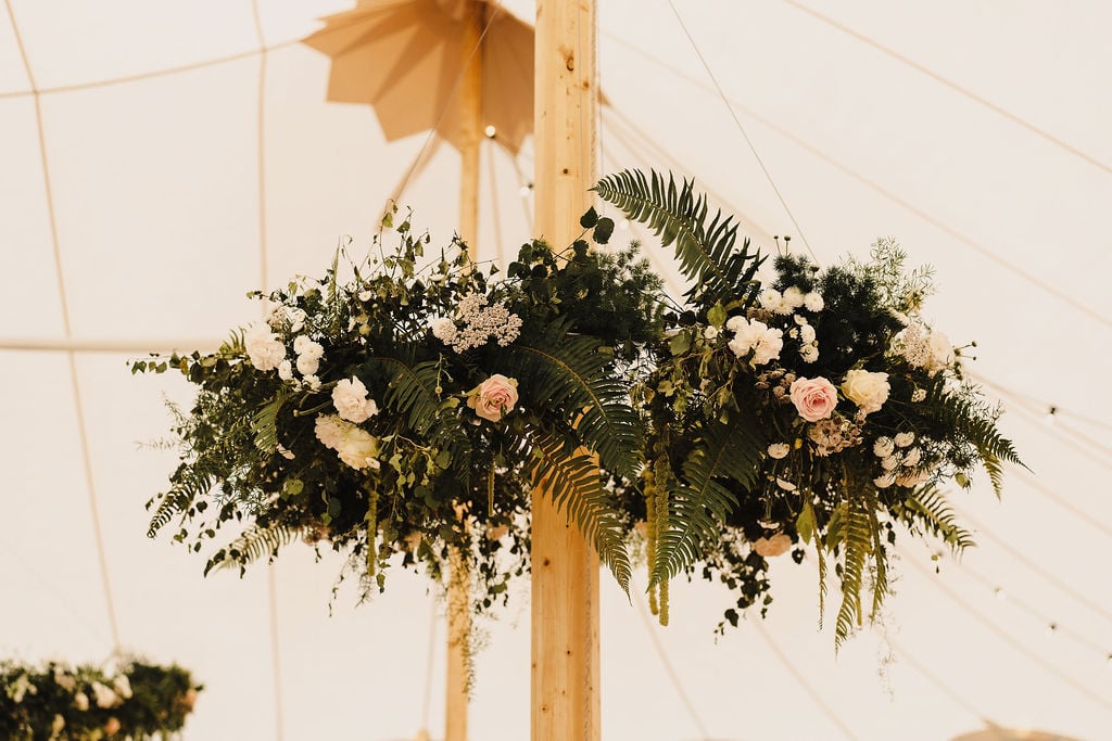 Ruth & Alex PapaKåta Sperry Tent Wedding in Angus, Scotland. Photographed by Anna Urban Photography; Floral Hoop