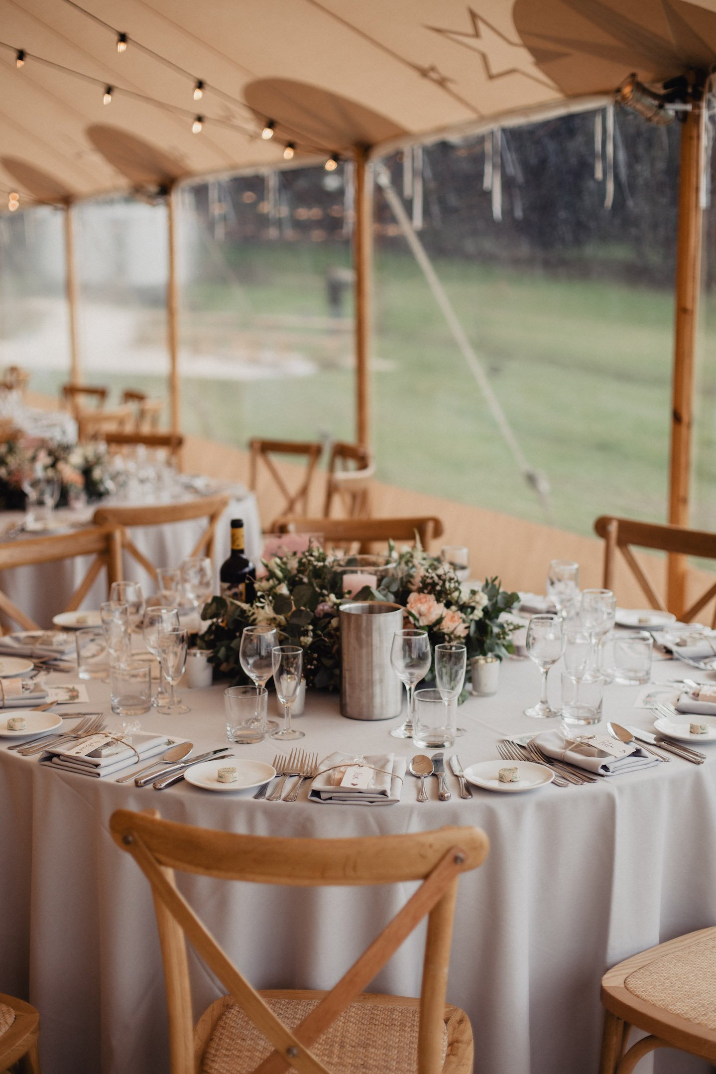 Isabel & Ope Stunning PapaKåta Sperry Tent Wedding at Buckhurst Park, Withyham. Photography by Ben & Kadin; Table Set Up