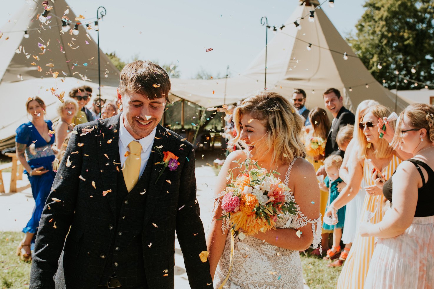 Katie & Tim Gorgeous PapaKåta Tipi Tent Wedding at Hawbridge Farm. Photographed by Hayley Savage Photography; The New Mr & Mrs