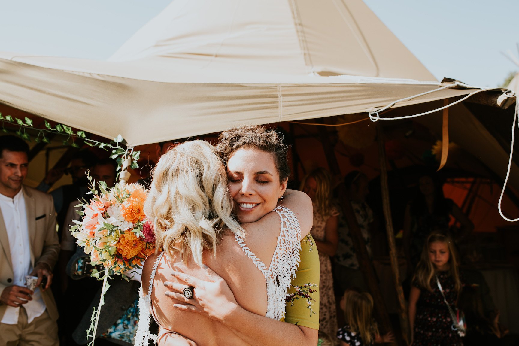 Katie & Tim Gorgeous PapaKåta Tipi Tent Wedding at Hawbridge Farm. Photographed by Hayley Savage Photography; Friendship