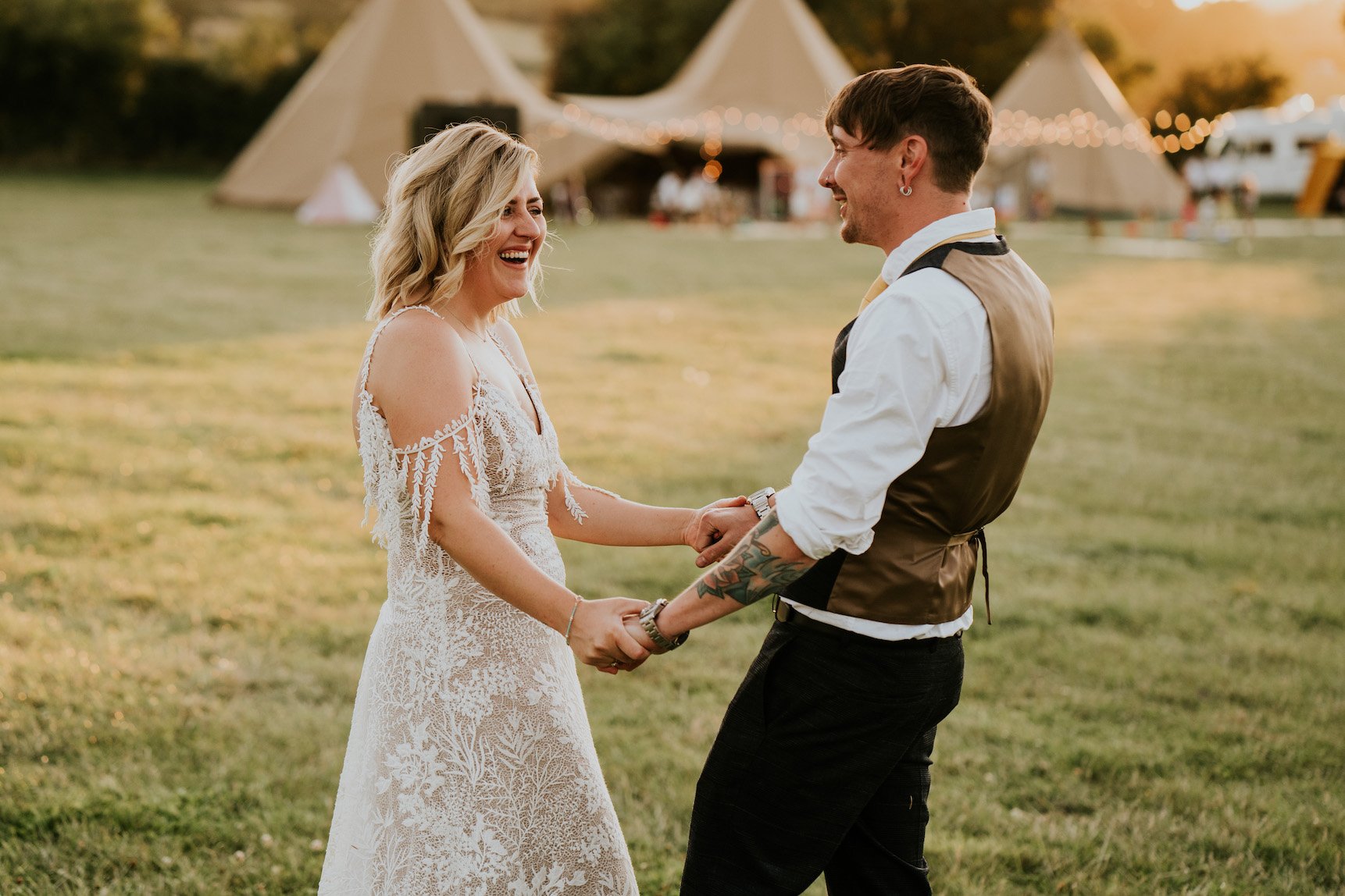 Katie & Tim Gorgeous PapaKåta Tipi Tent Wedding at Hawbridge Farm. Photographed by Hayley Savage Photography; Mr & Mrs