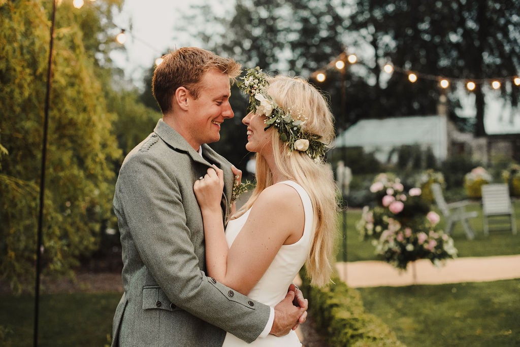 Ruth & Alex PapaKåta Sperry Tent Wedding in Angus, Scotland. Photographed by Anna Urban Photography; The Very Happy Couple!