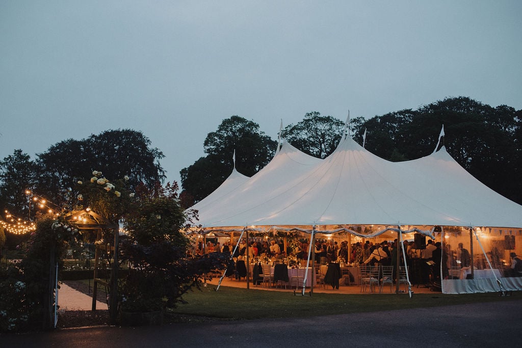 Ruth & Alex PapaKåta Sperry Tent Wedding in Angus, Scotland. Photographed by Anna Urban Photography; Sperry at Night