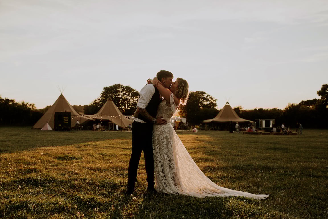 Katie & Tim Gorgeous PapaKåta Tipi Tent Wedding at Hawbridge Farm. Photographed by Hayley Savage Photography; Stunning Outdoor Wedding Inspiration