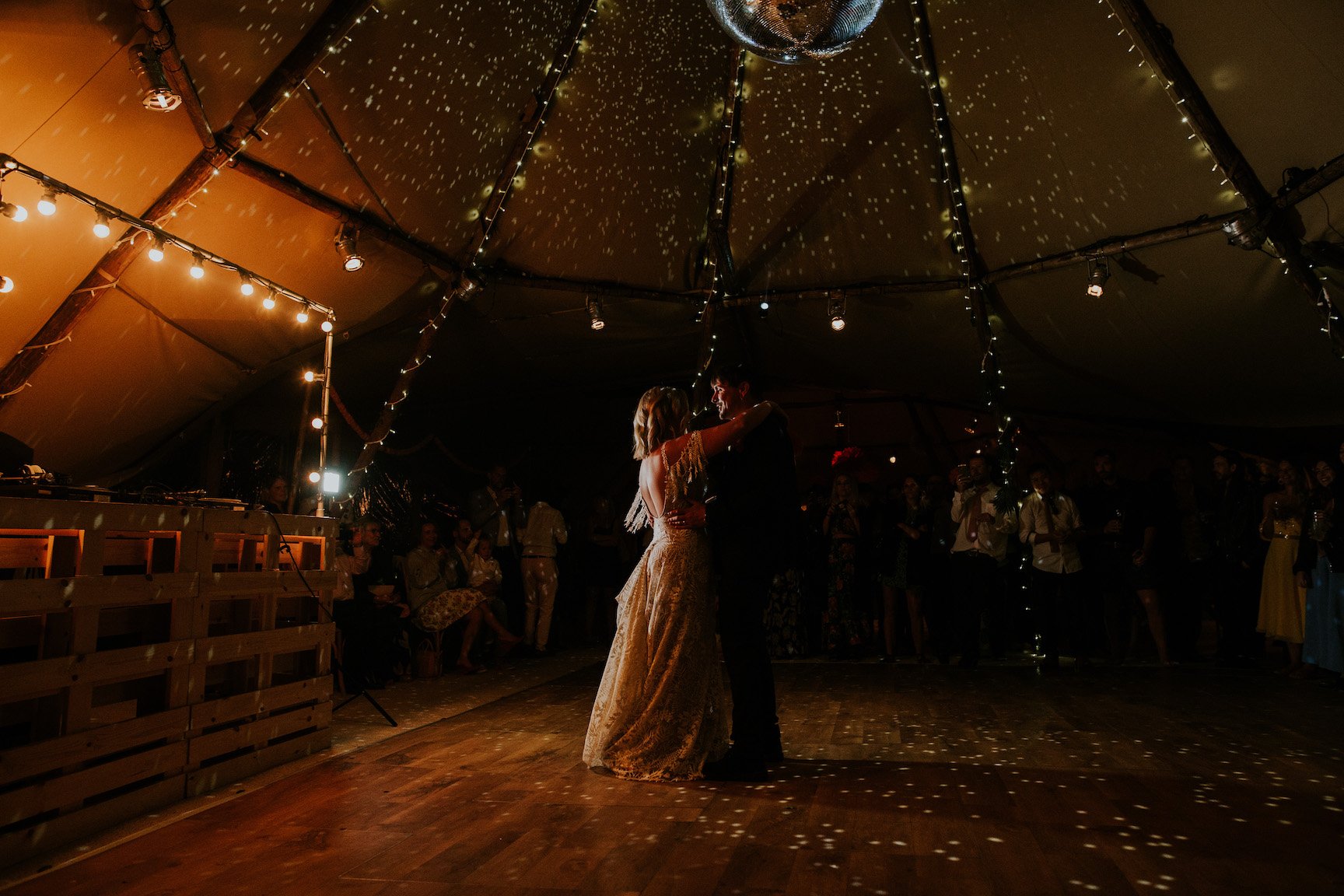Katie & Tim Gorgeous PapaKåta Tipi Tent Wedding at Hawbridge Farm. Photographed by Hayley Savage Photography; First Dance