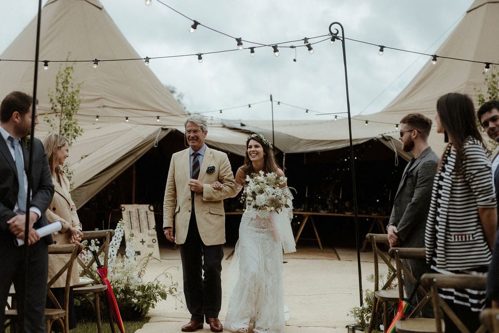 Georgie & Will Stunning PapaKåta Tipi Tent Wedding near Henley-on-Thames, Oxfordshire. Captured beautifully by Olivia & Dan Photography; Outdoor Wedding Ceremony
