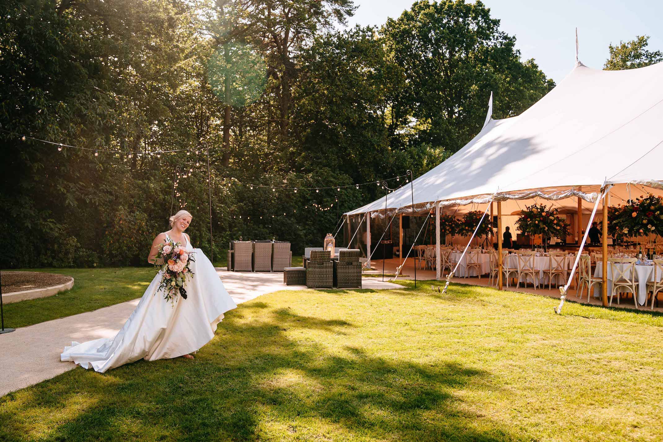 Tara & Garry Beautiful PapaKåta Sperry Tent & Naked Tipi Wedding in Virginia Water, Sarah Legge Photography; Stunning Bride