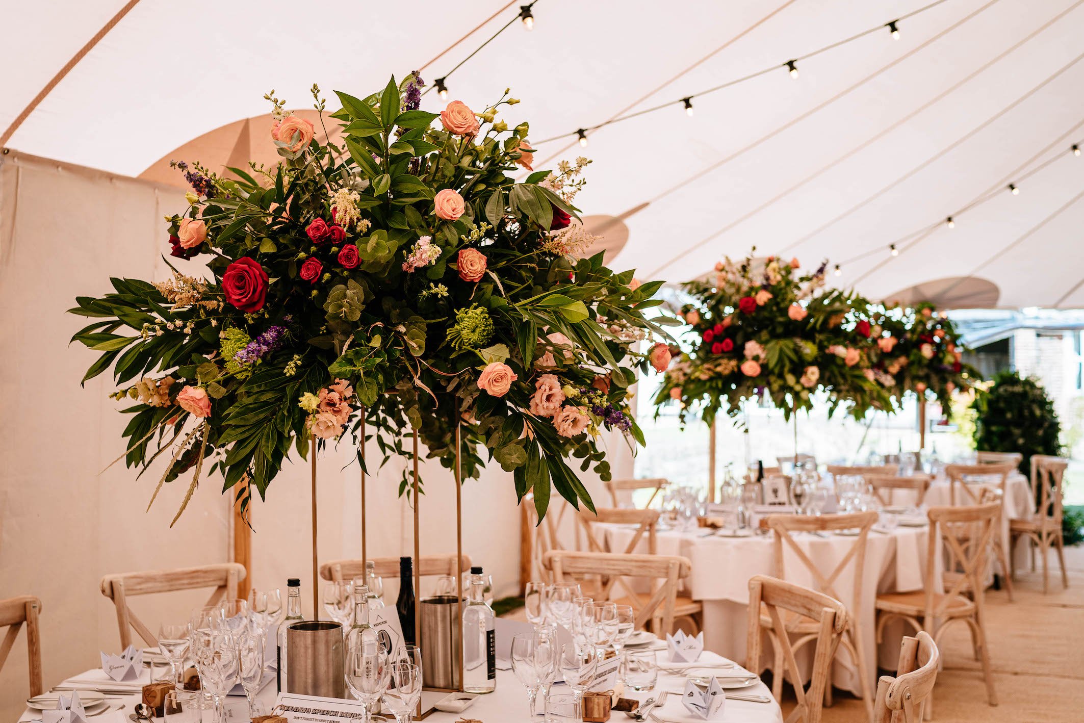 Tara & Garry Beautiful PapaKåta Sperry Tent & Naked Tipi Wedding in Virginia Water, Sarah Legge Photography; Stunnnig Table Set Up