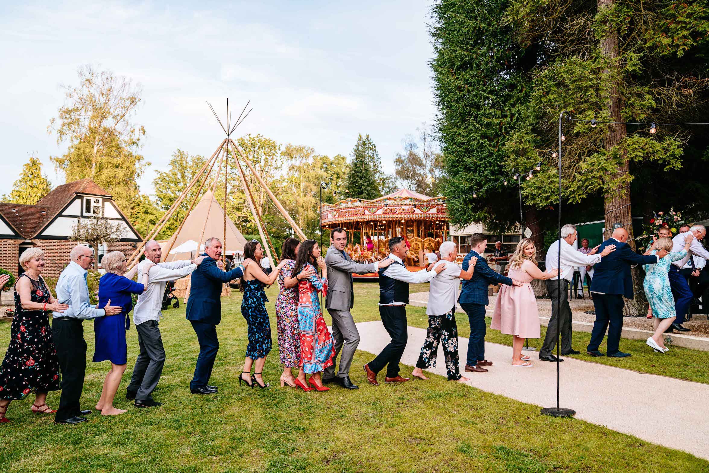 Tara & Garry Beautiful PapaKåta Sperry Tent & Naked Tipi Wedding in Virginia Water, Sarah Legge Photography; Follow the Leader!