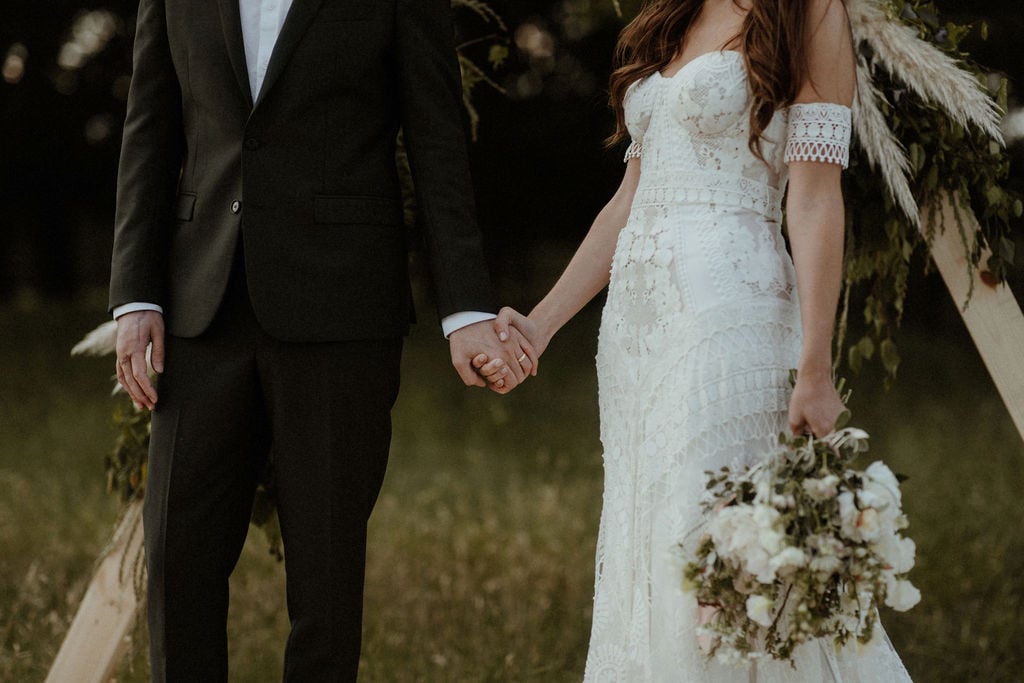 Georgie & Will Stunning PapaKåta Tipi Tent Wedding near Henley-on-Thames, Oxfordshire. Captured beautifully by Olivia & Dan Photography; Wedding Dress Details