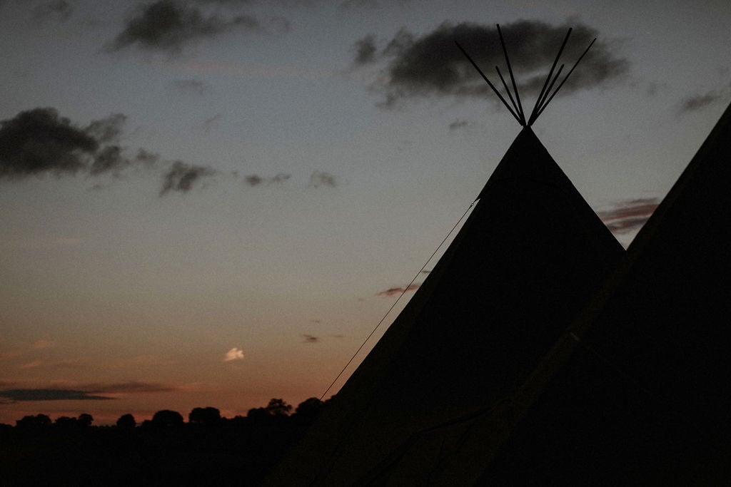 Georgie & Will Stunning PapaKåta Tipi Tent Wedding near Henley-on-Thames, Oxfordshire. Captured beautifully by Olivia & Dan Photography; Tipi at Night