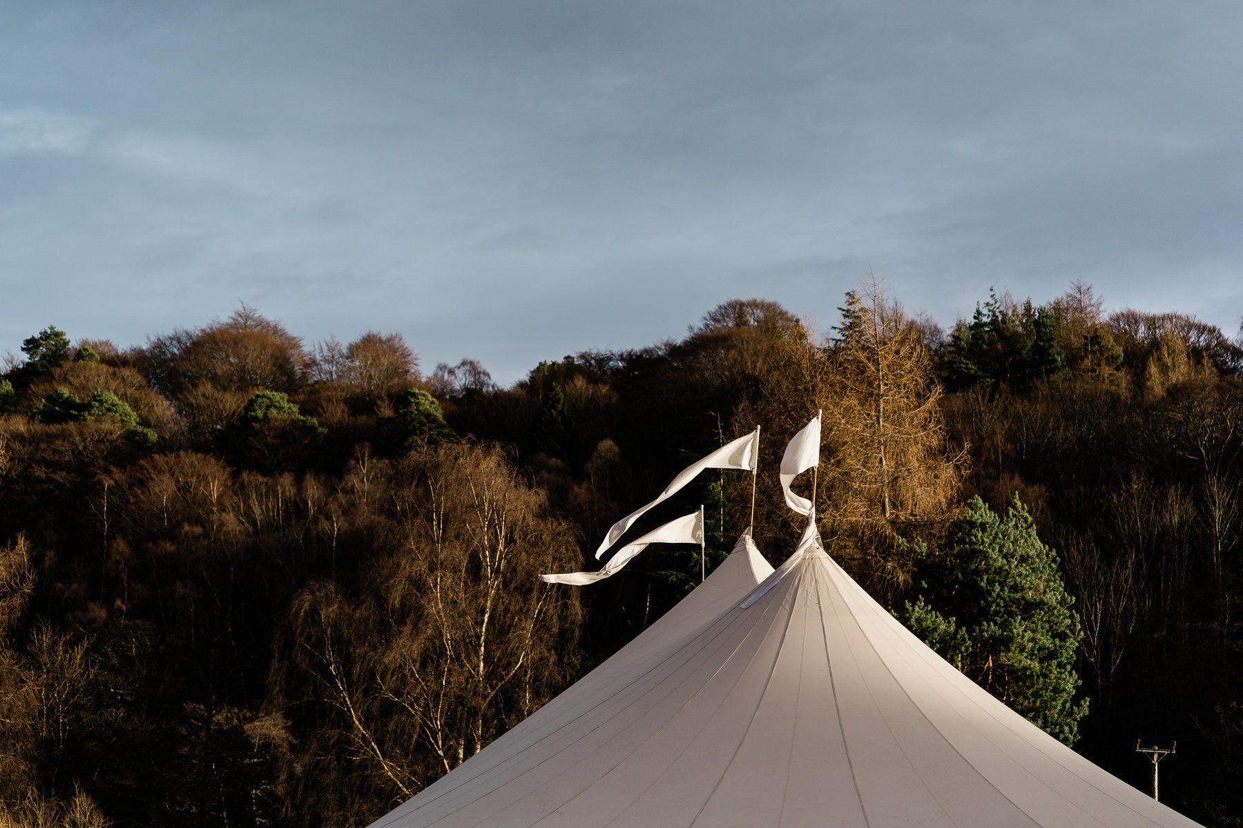 Gill & Alastair Beautiful PapaKåta Sperry Tent Wedding in Craigellachie, Moray, Scotland. Chris Henderson Photography; Sperry Flags! 