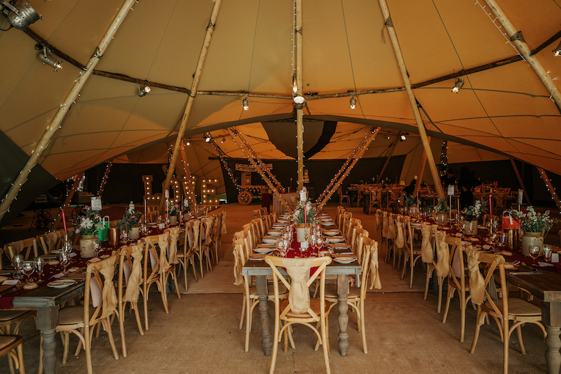 Leanne & Michael Gorgeous PapaKåta Tipi Tent Wedding in North Yorkshire, Photography by Charli; Tipi Interior