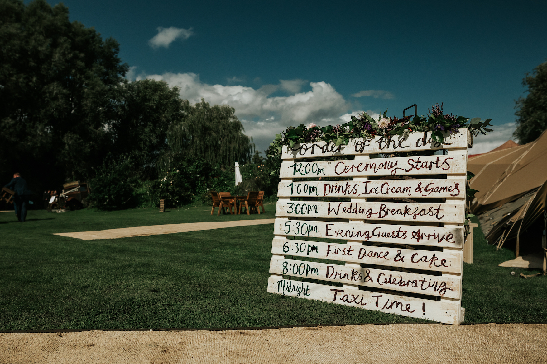 Leanne & Michael Gorgeous PapaKåta Tipi Tent Wedding in North Yorkshire, Photography by Charli; Order of the Day