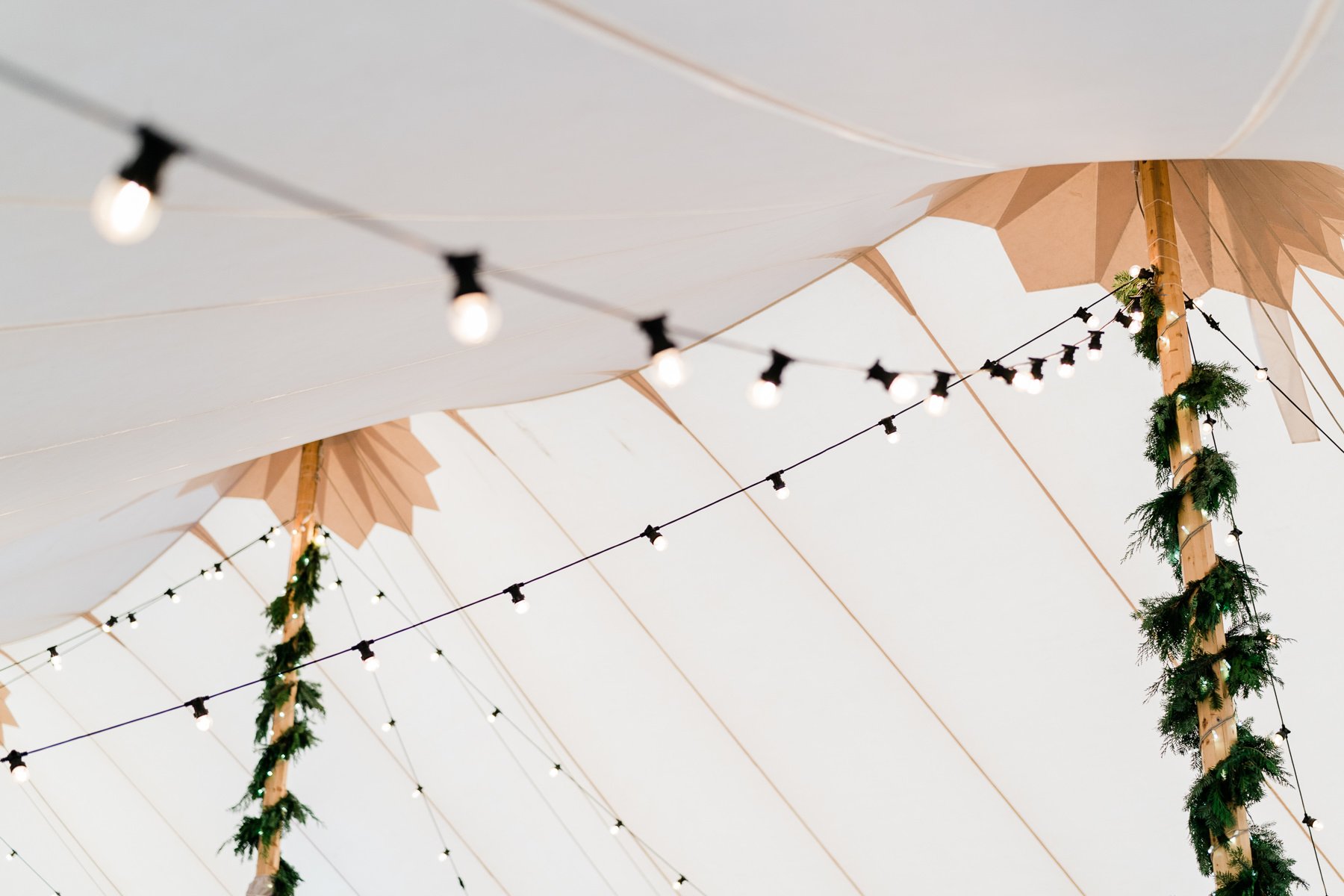 Gill & Alastair Beautiful PapaKåta Sperry Tent Wedding in Craigellachie, Moray, Scotland. Chris Henderson Photography; Festoon Drape