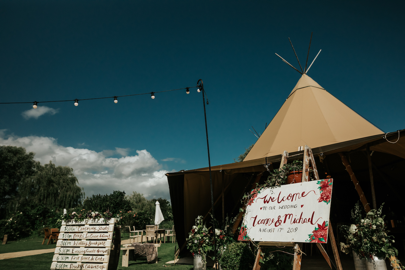 Leanne & Michael Gorgeous PapaKåta Tipi Tent Wedding in North Yorkshire, Photography by Charli; Tipi Entrance