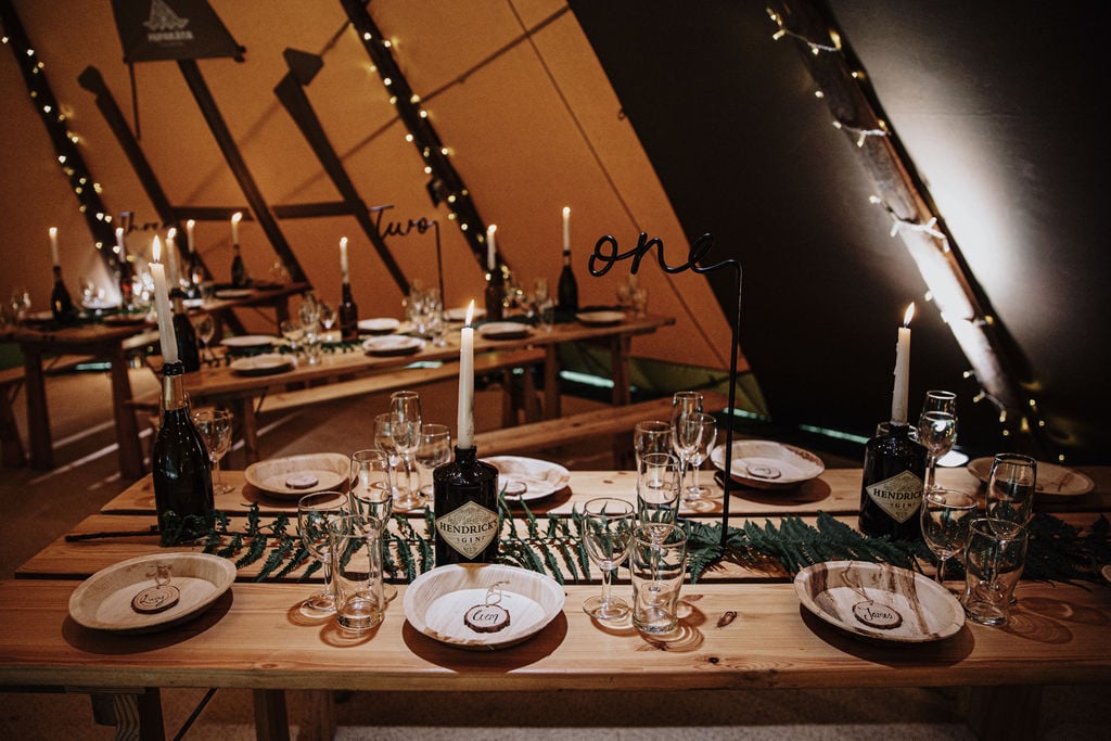 Gem & James Beautiful PapaKåta Tipi Tent Wedding in Hertfordshire, Kat Hill Photography; The Wedding Blacksmith Table Numbers Gem & James Beautiful PapaKåta Tipi Tent Wedding in Hertfordshire, Kat Hill Photography; The Wedding Blacksmith Table Numbers
