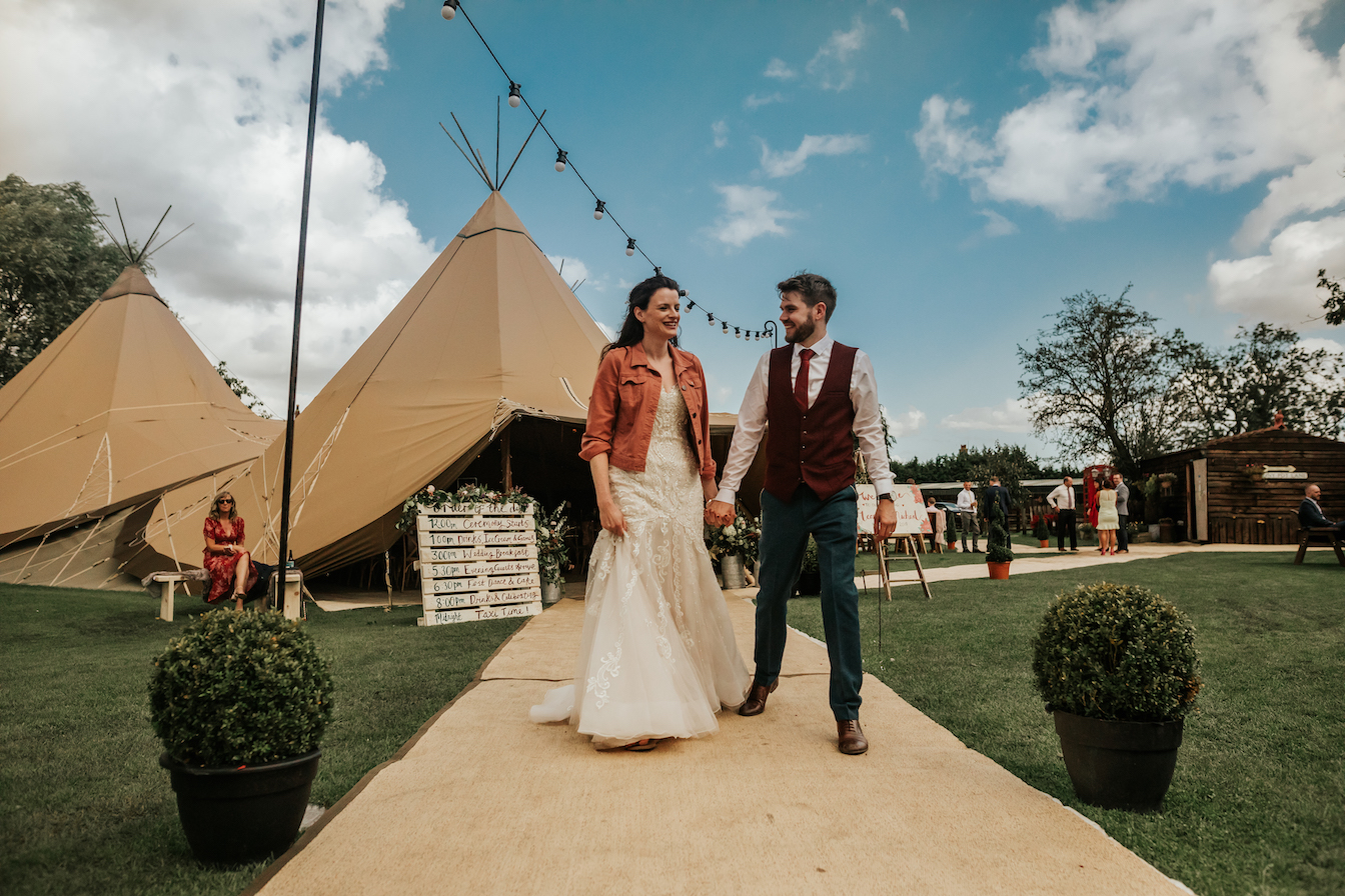Leanne & Michael Gorgeous PapaKåta Tipi Tent Wedding in North Yorkshire, Photography by Charli; Festoon Walkway 