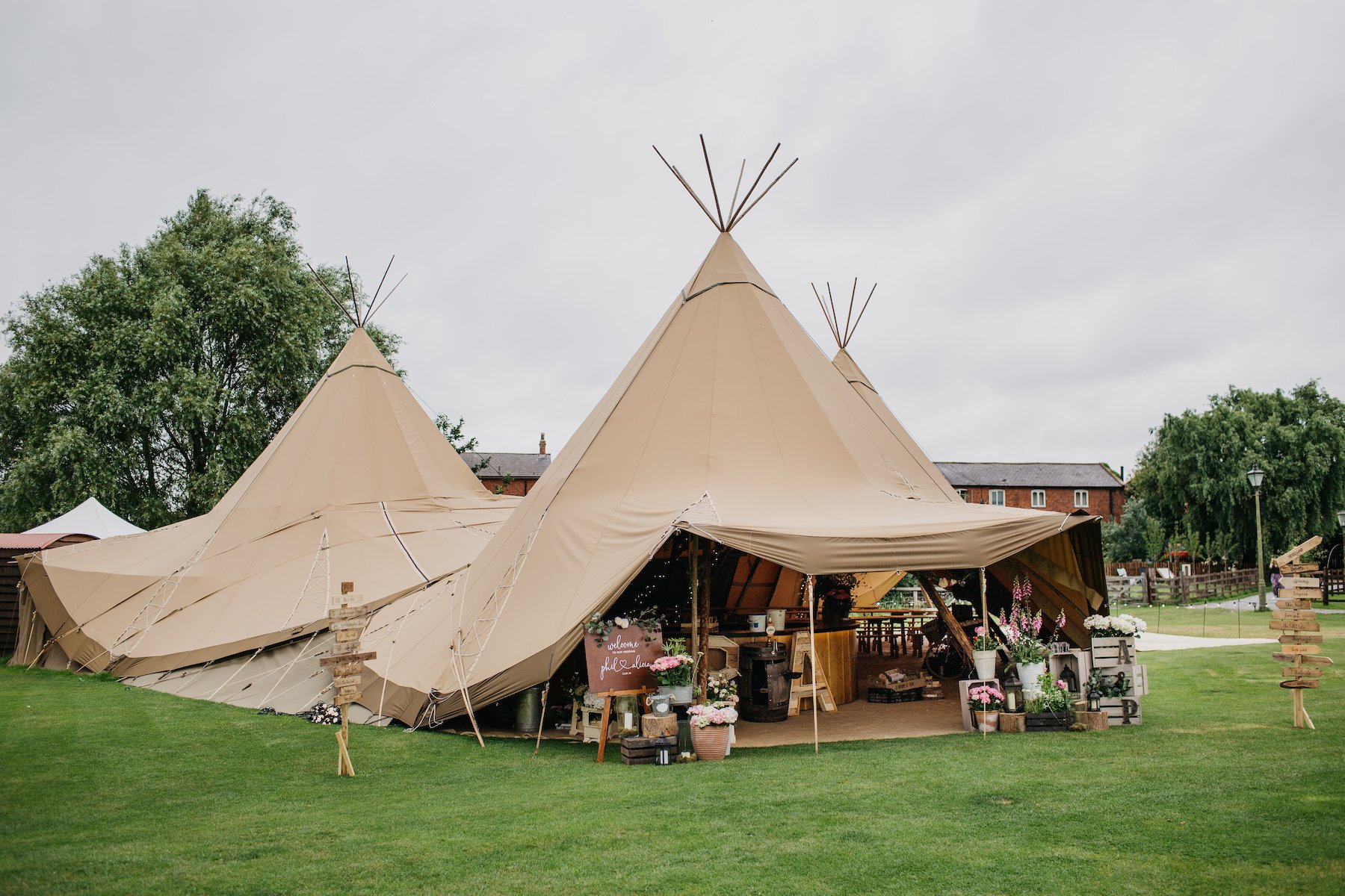 Alicia & Phil Gorgeous PapaKåta Tipi Tent Wedding in North Yorkshire. Photographed by John Hope Photography; Tipi Exterior