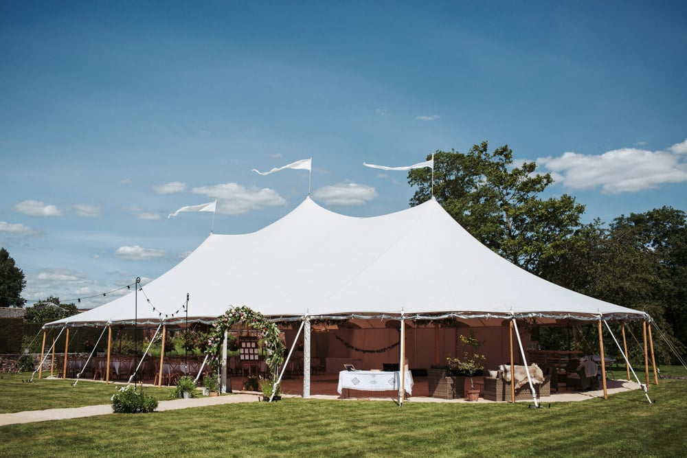Ellie & Reuben Stunning PapaKåta Sperry Tent Wedding at Rudge Hall. Photographed by Fox Tail Photography; Stunning Sperry Exterior