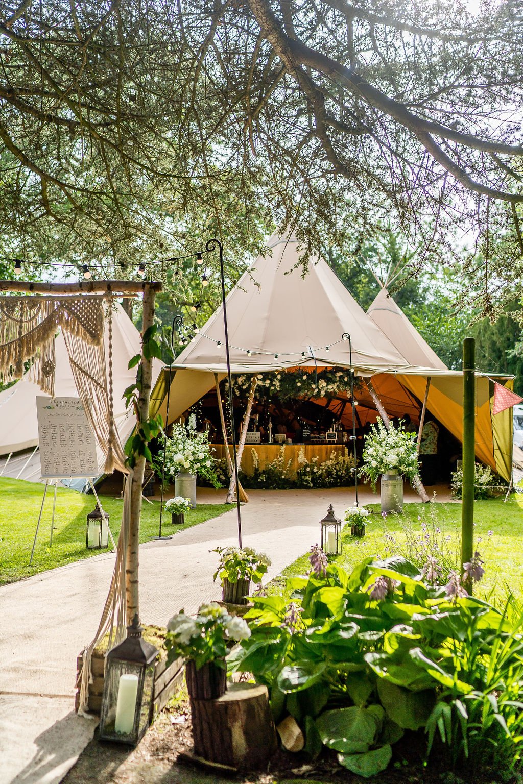 Megan & Lewis Gorgeous PapaKåta Tipi Tent Wedding at Markington Hall, North Yorkshire. Photographed by Joe Dodsworth Photography; Beautiful Tipi Set Up
