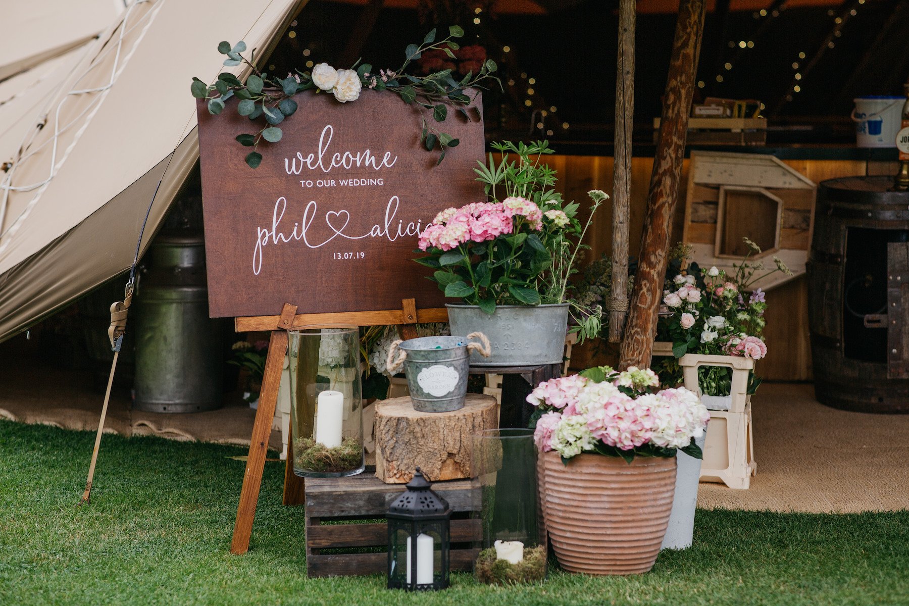 Alicia & Phil Gorgeous PapaKåta Tipi Tent Wedding in North Yorkshire. Photographed by John Hope Photography; Beautiful Entrance Details