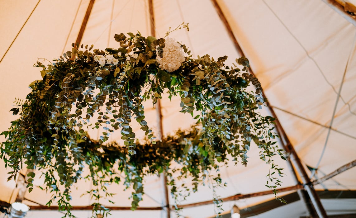 Amy & Dom Stunning PapaKåta Tipi Tent Wedding in Kilnsey Park, Yorkshire Dales. Steve Bridgwood Photography; Floral Hoop