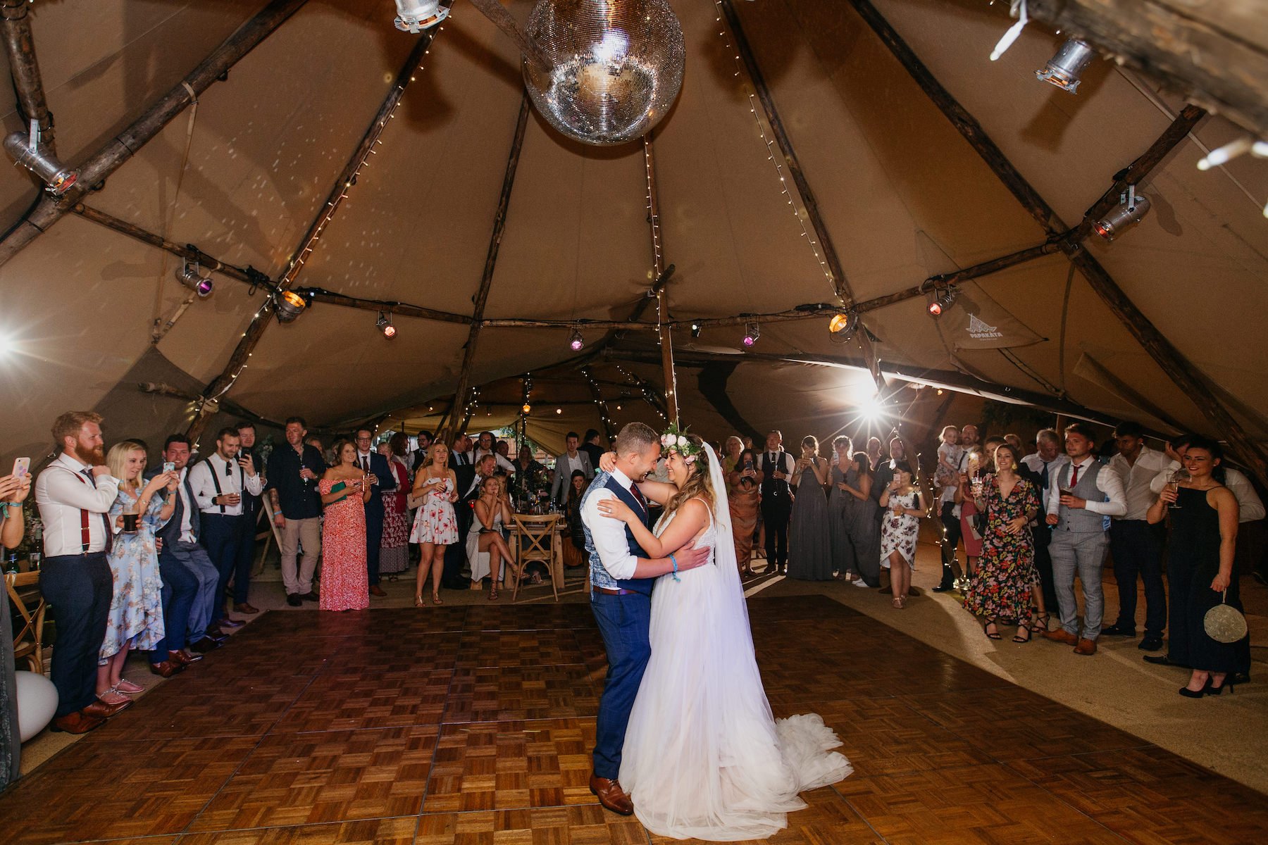 Alicia & Phil Gorgeous PapaKåta Tipi Tent Wedding in North Yorkshire. Photographed by John Hope Photography; First Dance