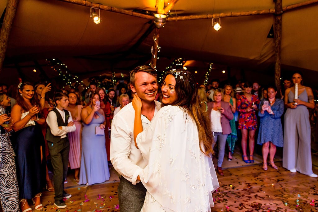 Megan & Lewis Gorgeous PapaKåta Tipi Tent Wedding at Markington Hall, North Yorkshire. Photographed by Joe Dodsworth Photography; Beautiful Bride & Groom